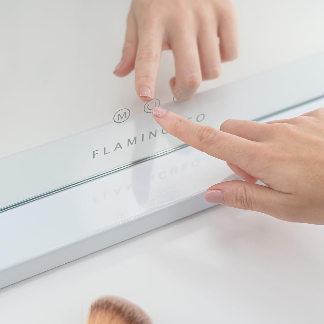 Flamingueo Miroir Coiffeuse - Bande LED - 3 Modes D'Éclairage - Intensité Réglable - Contrôle Tactile - Miroir Maquillage Lumineux - Blanc - 58x12x43cm