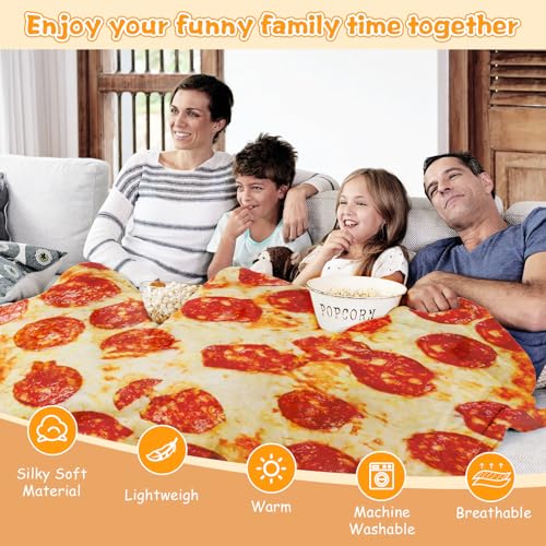 Image of Lhedon Pizza Blanket Adult 80 Inch Round Food Throw Flannel
