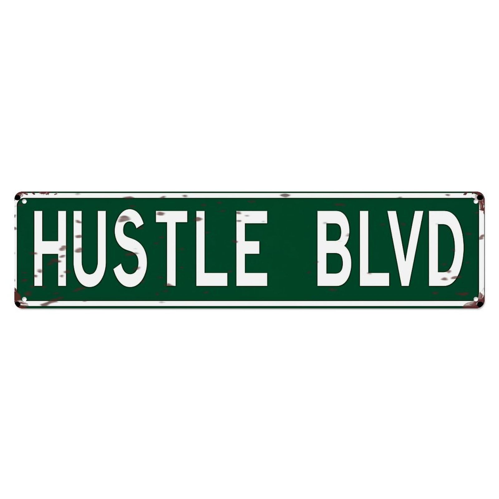 Jdyaojiesheng Vintage Hustle Blvd Street Sign Pattern Tin Sign Retro Metal Wall Decor Metal Poster, Home Bar Garage Farmhouse Cafe Wall Art Decoration 4X16inch