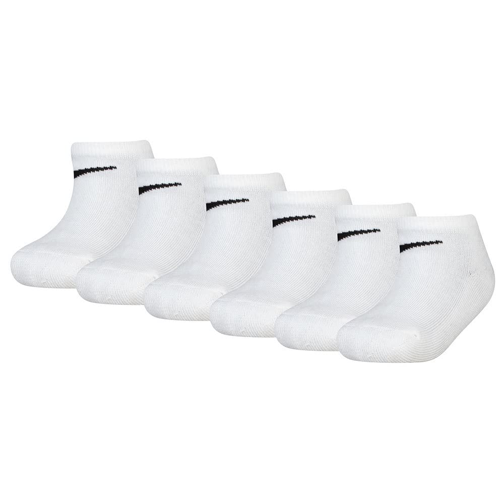 Nike Kids Unisex Basic No Show Socks 6 Pack - White