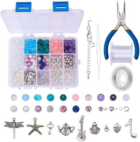 SUNNYCLUE 1 Box 650+ pcs Luxury Jewelry Making Kits Beaded Charm Bracelet Necklace DIY Craft Beading Starter Kits Finding Tools for Teen Adults Women Friendship Instruction