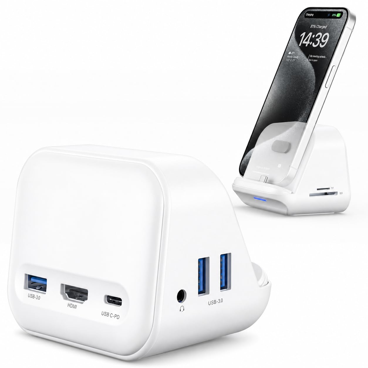 JSAUX USB C Docking Station Stand for Samsung Dex, 8-in-1 Multiport Hub with Phone Stand, 4K HDMI, USB 3.0 5Gbps SD/TF Card Slots,60W PD Compatible with Samsung S24, Pixel 8/8 Pro, iPhone 15 Series Global Recycled Standard Global Recycled Standard Global Recycled Standard