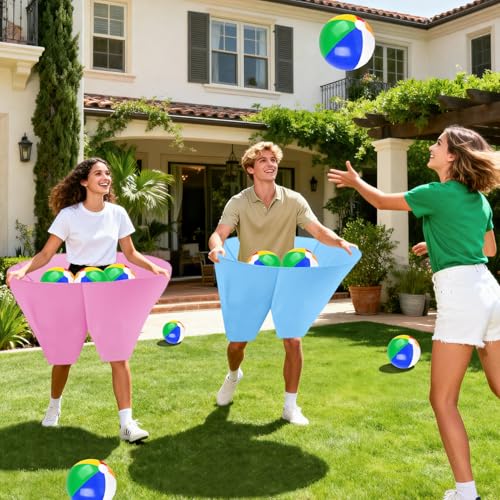 Image of Granny Pants Outdoor Game, 2PCS Granny Pants Game with 8 Bouncy Balls and 1 Air Pump (Random Colors) Granny Pants Yard Game Baby Shower Funny Party Game for Adults & Family, Giant Pants Catch
