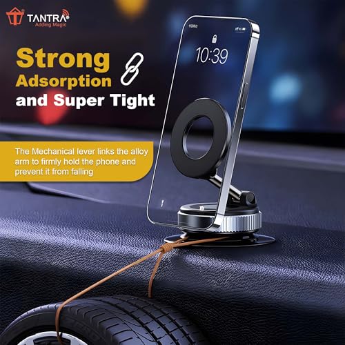 Image of TANTRA Strong Magnetic Phone Holder for Car with Vacuum Suction Mount for Your Car, Magnetic Phone Mount Compatible with All Smartphone