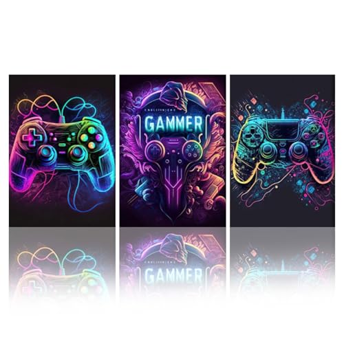 KiKiHong 3Pcs Toile Gaming,Deco Gaming Chambre,Décoration Murale Chambre Gaming,Affiche Gamer Chambre Ado,Décoration Murale(Sans cadre 40×30cm)