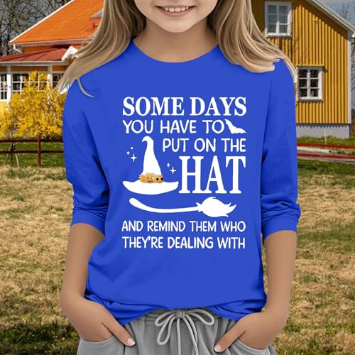 Kids Girls 3/4 Sleeve Trendy T Shirts Kids Halloween Crewneck Sweatshirt Teens Funny Letter Printed Teen Girl Hoodie3