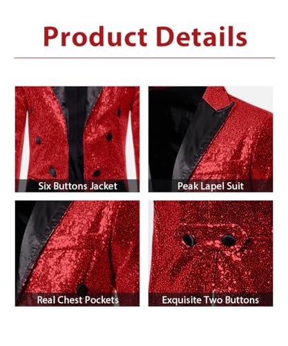 Mens Sequin Suit,Mens Tailcoat Slim Fit Suits Jacket Tuxedo Blazer for Men Concert Proms Party4