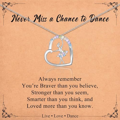 Dance Recital Gifts for Girls Women, Ballet Dancer Ballerina Pendant Necklace Jewelry for Daughter Granddaughter Niece Friends Dance Teacher