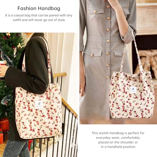 Bolso tote grande de lona para mujer con bolsillos interiores miniatura 2
