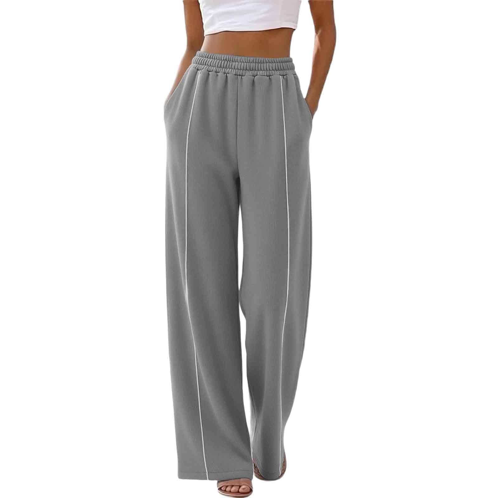 Generisch Jogginghose Damen Baumwolle Wanderhose Lang Einfarbig Weites Bein Jogginghose Palazzo Hose Mit Taschen Freizeithose Casual Strandhose Luftige Sommerhosen Sporthose Damen Baumwolle Stoffhose
