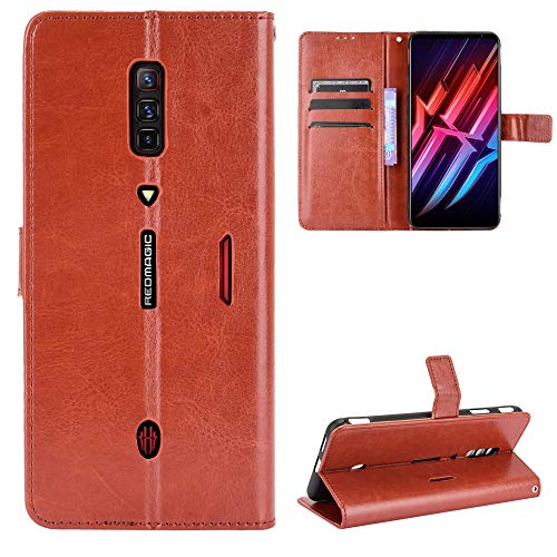 BellaCase Funda ZTE Nubia Red Magic 6 [Pata de Cabra] [Ranuras para Tarjetas] [Funda con Tapa magnética] Compatible con el teléfono Inteligente ZTE Nubia Red Magic 6(Marrón)