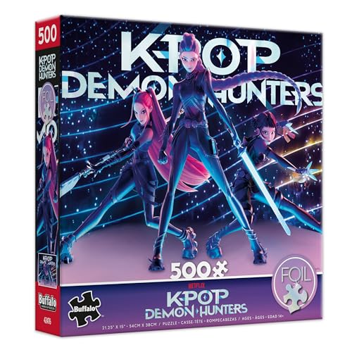 Buffalo Games – HUNTR/X - 500 Piece Kpop Demon Hunters Foil Jigsaw Puzzle - Colorful Puzzles – Precision-Cut Pieces, Beautiful Artwork, and Hours of Relaxing Fun