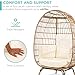 Best Choice Products Wicker Egg Chair, Oversized Indoor Outdoor Lounger for Patio, Backyard, Living Room w/ 4 Cushions, Steel Frame, 440lb Capacity - Ivory