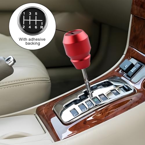 Zpana Car Shift Knob, Aluminum Alloy Manual Automatic Vehicle Gear Shifter Knob, 5 6 Speed Automotive Gear Lever Stick Shift Handle Replacement Accessories, Universal for SUV, Sedan, Truck (Red)