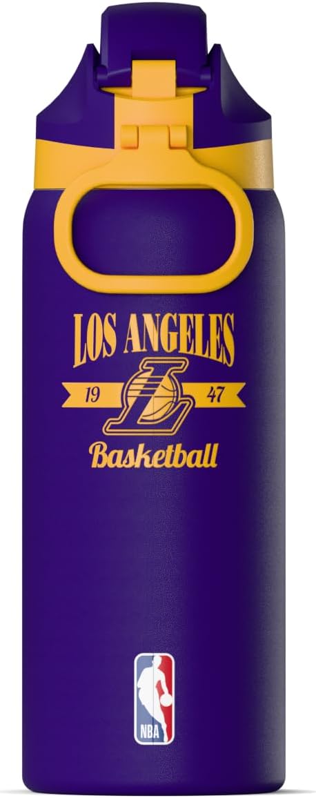 Hydrapeak x NBA Officially Licensed Los Angeles Lakers Oasis 32 oz Water Bottle with Chug Lid Push Button, Stainless Steel Water Bottle No Straw, 32 oz Insulated Water Bottle - Image 2