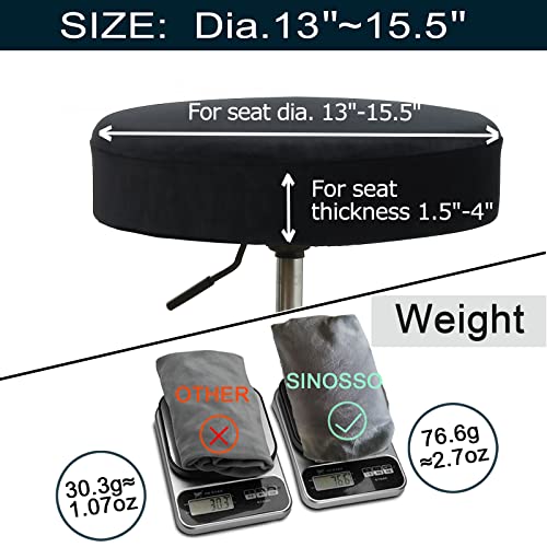 Image of SINOSSO Round Vanity Bench Covers Set of 4, Dia.(13 inch- 15.5 inch) Super Soft Velvet Stretch Washable Bar Stool Slipcover Seat Protector, (Round, Black, 4 Counts)