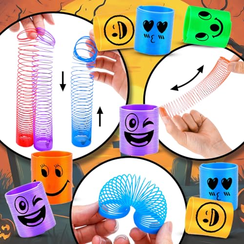 Image of Mini Spring Party Favors for Kids, Mini Plastic Coil Spring Toy Goodie Bags Stuffers for Birthday Party, Classroom Prizes Kids Prizes, Small Bulk Toys Gifts