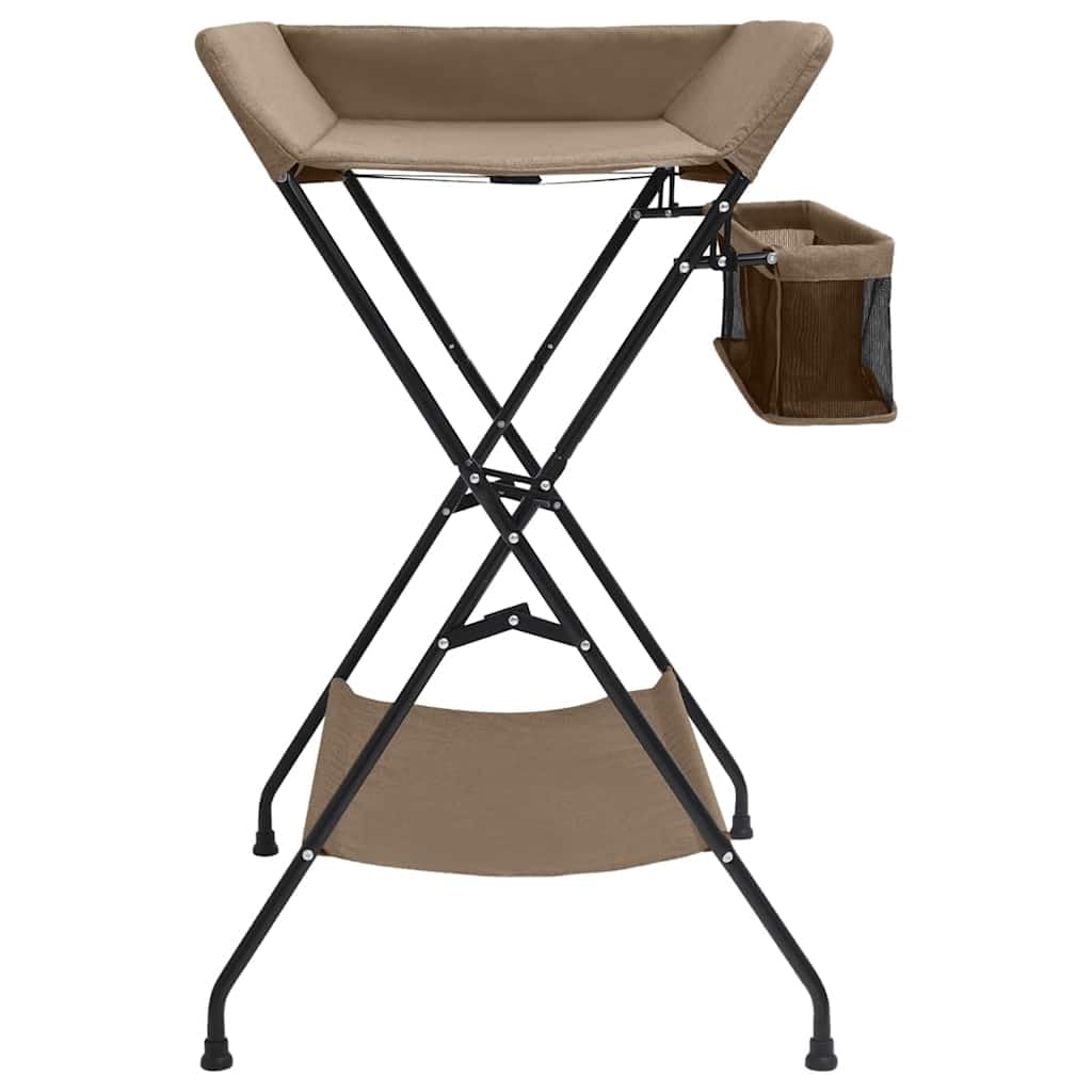 vidaXL Mesa Cambiadora Cambiar Pañales Bandeja Cambiador Bebés Niños Infantil Primera Infancia Cuarto de Baño Plegable Hierro Gris Taupe