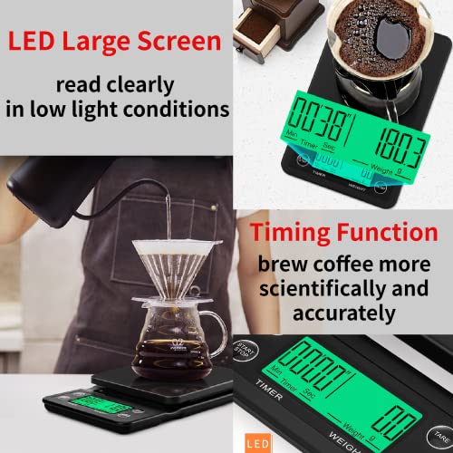 Food Kitchen Electronic Scale 11Lb 6.6Lb,Digital Grams Ounces Lb And Milliliter For Hand Brewed Coffee,Weight Loss, Baking,Cooking,Lcd Display, 0.1G High-Precise,Timing,Anti-Skid #TOP2