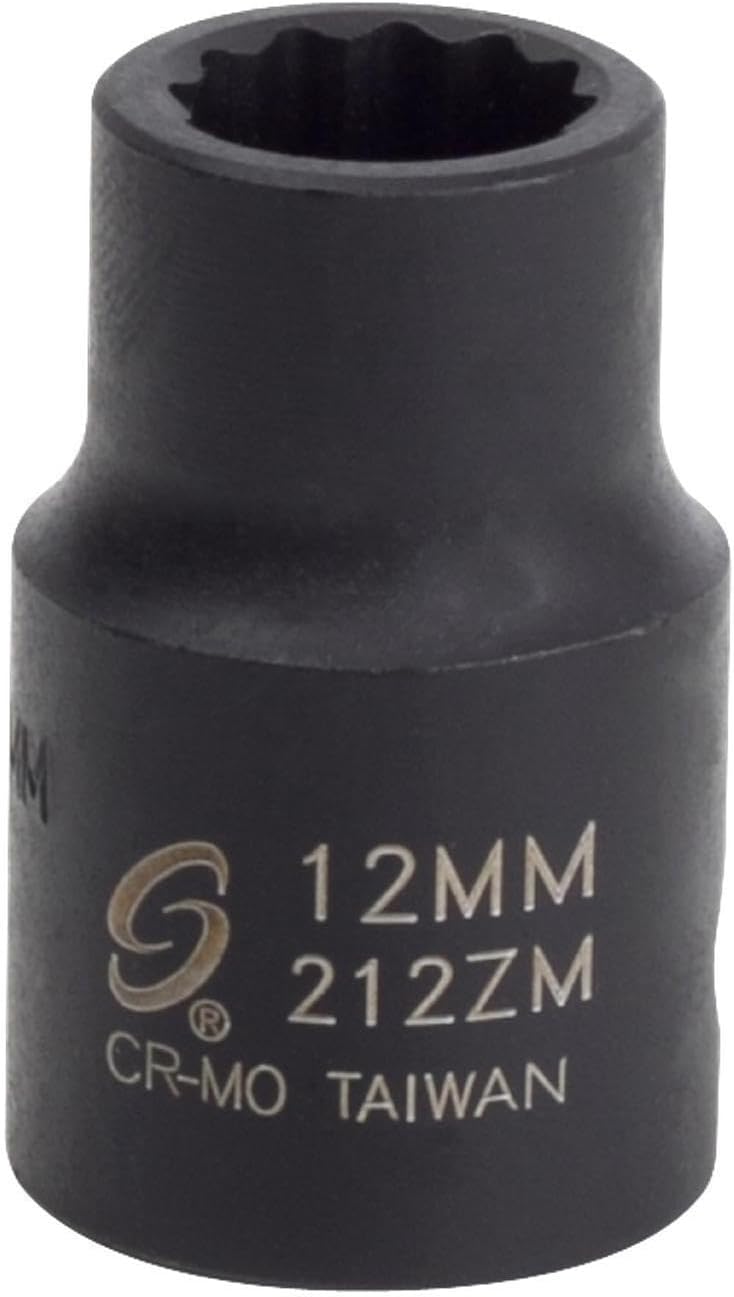 SUNEX TOOLS 212zm 1/2-Inch Drive 12-mm 12-Point Impact Socket