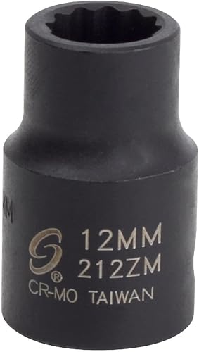 SUNEX Tools 212zm 1/2-Inch Drive 12-mm 12-Point Impact Socket