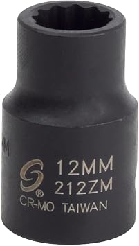 SUNEX TOOLS 212zm 1/2-Inch Drive 12-mm 12-Point Impact Socket