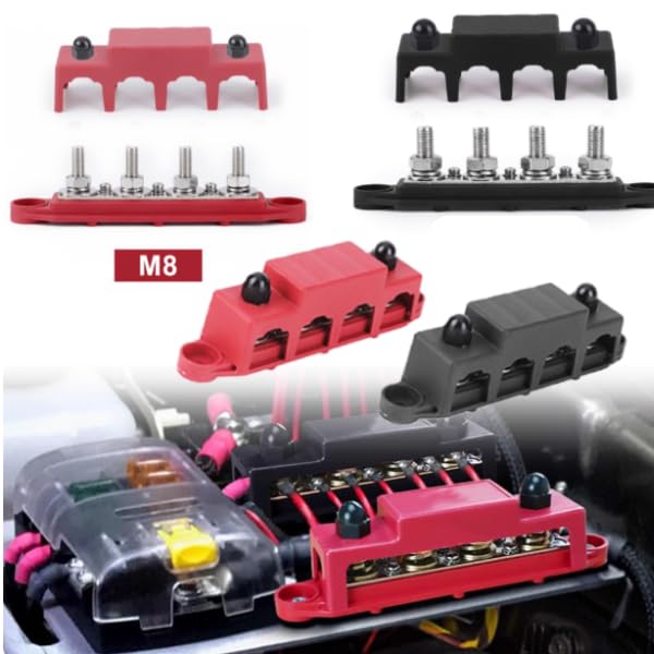 2 Stuks Stroomverdeelblok – DC 48V 250A, 4-polig, Met Messing Plaat – Voor Auto, Camper, Boot En Meer