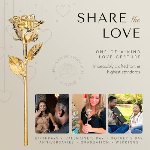 Image of Forever Rose 24K Gold Dipped Real Rose, Handmade, in Gold Gift Box