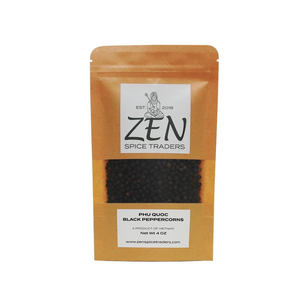 Phú Quoc Organic Black Peppercorns | Zen Spice Traders | 8 Ounce Pack of 1