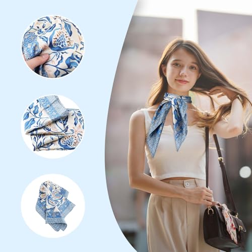 Women Head Hair Scarf, Hair Bandanas Scarf for Women, Neck Silk Satin Head Scarves for Sleeping Handbags Scarfs 27.5"4