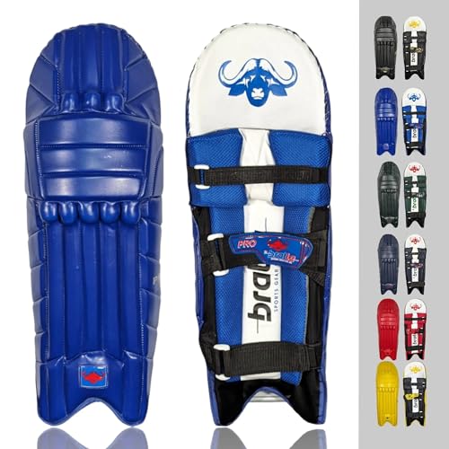 Bratla Pro Colored Cricket Batting Pads Legguard Adult (Blue)