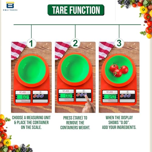 Image of Btag SF-400 Digital Kitchen Weighing Scale | 10Kg x 1g Precision | 1 year (6+6 months) warranty | Food Scale with LCD Display for Cooking, Baking, Meal Prep & Healthy Diet | (Orange)