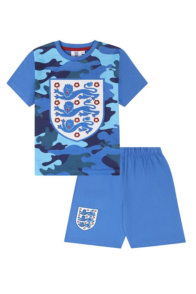 The England Football AssociationOffical England Football Team Boys Girls Blue Camouflage Short Pyjama Set