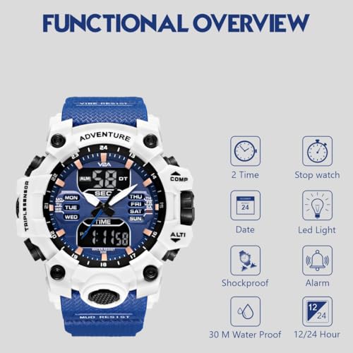 Image of V2A Bold & Big Dial Analog-Digital Sports Watch for Men | Multifunction Military Wristwatch | Gift for Men