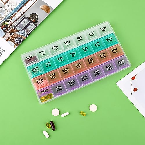 Image of Large Weekly Pill Organizer 4 Times A Day, 7 Day Pill Box，(3Pack)