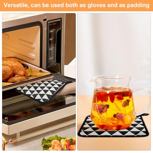 KQDRAVINE Hitzebeständige Topflappen Set, 18 x 18 cm, 6 Stück, Waschbar, Küche Backhandschuhe, Schwarz und Grau
