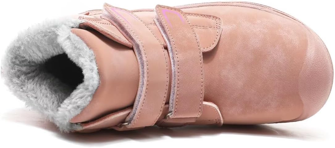 Kids Boy Girl Water Resistant Leather Warm Winter Boots for Snow Walking Hiking Cold Weather