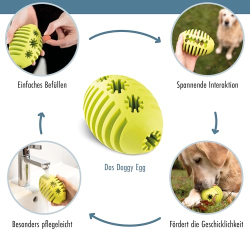 Homes&Bones Doggy Egg Hundespielzeug befüllbar aus Naturkautschuk zur Hundebeschäftigung als Futterball & Intelligenzspielzeug für mittlere bis große Hunde grün
