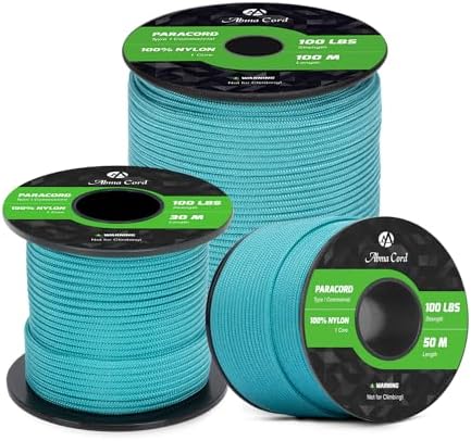 Abma Cord Paracord 2mm 100% Nylon Rope (30m-50m-100m) 1 Strand Type I Parachute Cord - Max. 45kg (100lbs) - Forest Camo, 30m