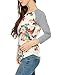Allegra K Women Floral Prints 3/4 Raglan Sleeves Tee Shirt M White