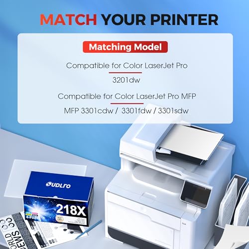 Image of 218X Toner High Capacity NO CHIP - 3301Fdw Toner Replacement for HP 218X Toner Cartridges 4 Pack for HP 3301 Toner Cartridges Color Pro MFP 3301Fdw 3301Cdw 3201Dw 3301Sdw Printer Ink, 218X Toner