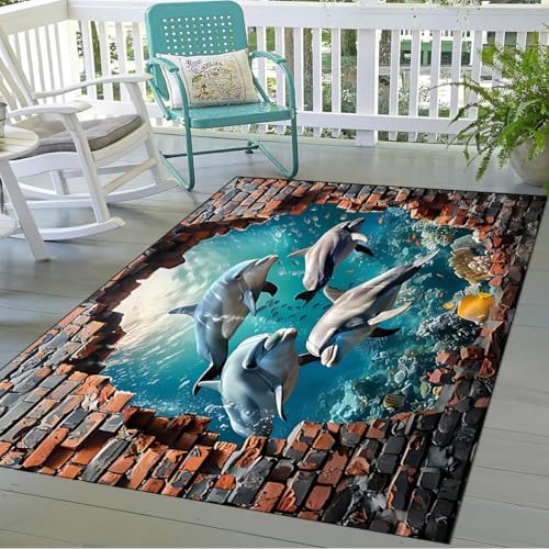 Tapis dauphin 3D tapis intérieur absorbant poisson tropical