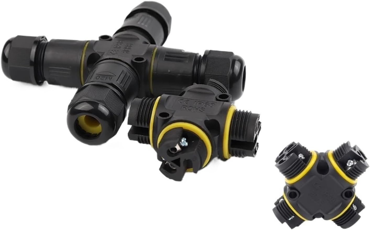 IP68 M20 4 Way 2/3 Pin Terminal Outdoor Waterproof LED Lighting Wire Connector Cable Screw Crimp Cross Junction Box(M20 Cross 3P 9-12mm)