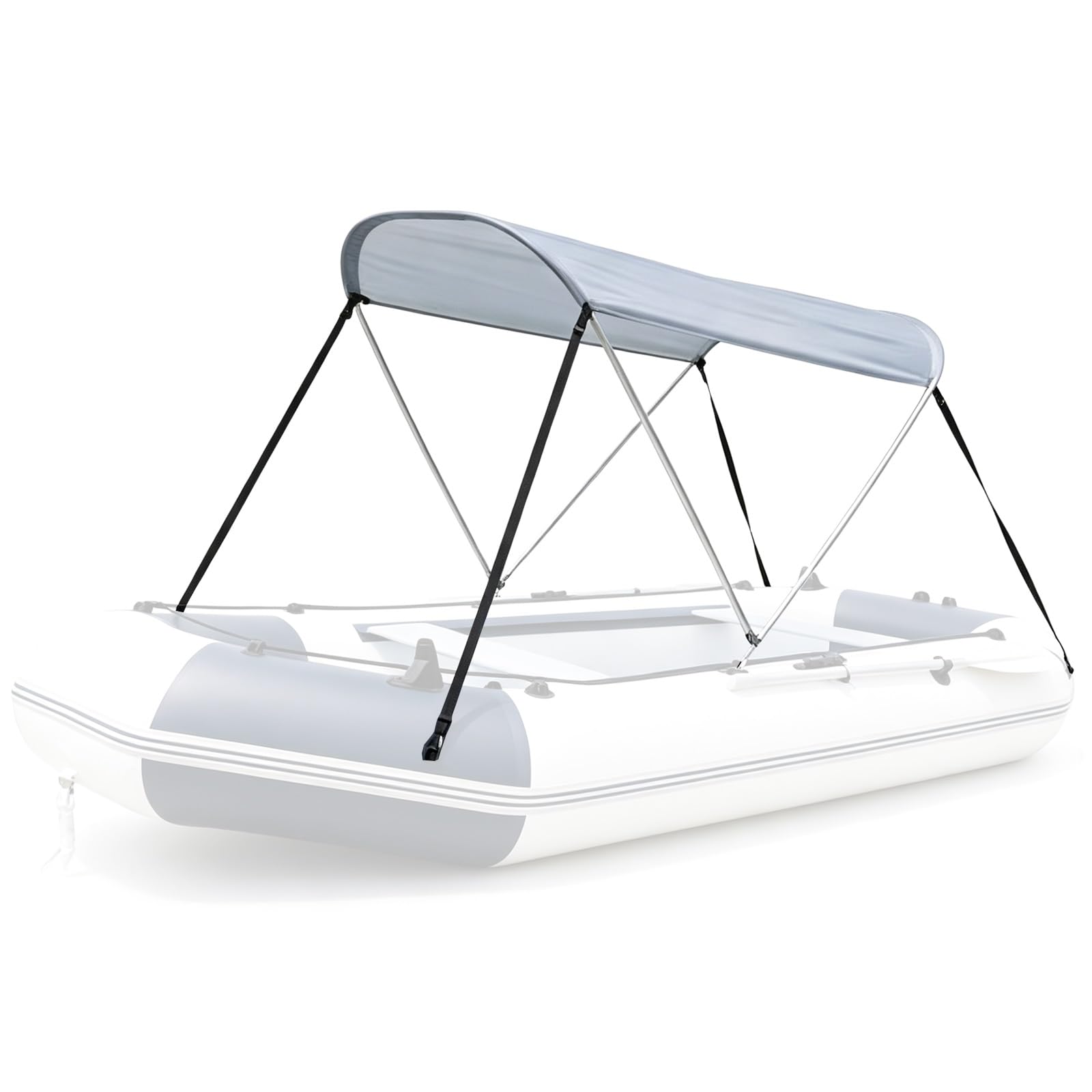 Tendalino Barca 2 Archi Larghezza 110-160cm Tendalino Gommone | Tessuto Oxford 600D, Lega di Alluminio, Leggero 3 Kg, per Kayak, Pesca e Tempo Libero, Adatto a Barche da 110 a 160cm