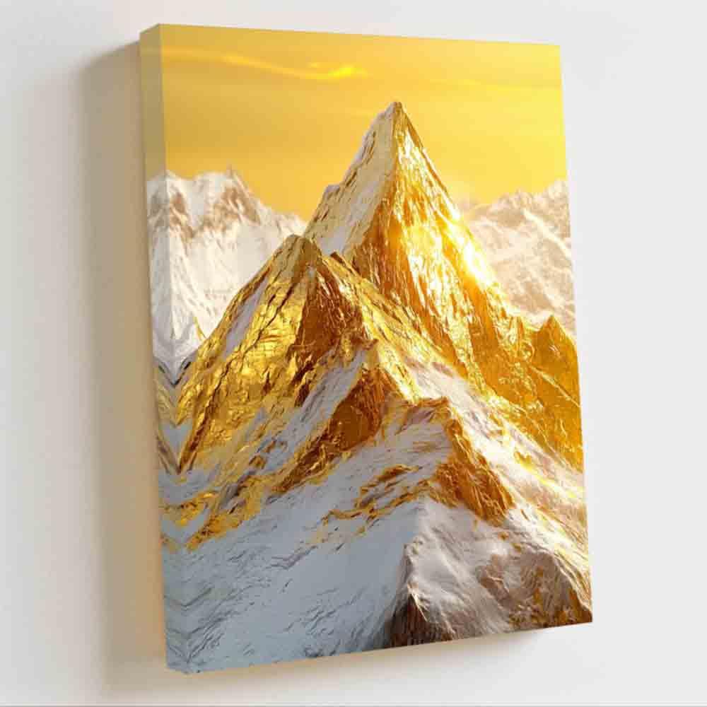 ZQQART Mountain Canvas Wall Art Golden Mountain Peak Landscape