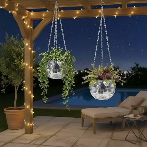 Pot de fleurs suspendu disco pour gagner de l'espace au sol