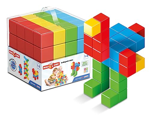 Geomag Magicube - 64 Cubes - Magnetic Construction for Children - Green Collection - 100% Recycled Plastic Educational Toys, Multicolor (057)