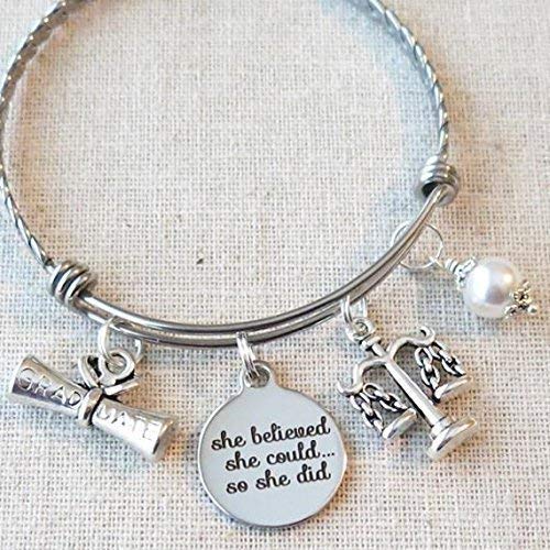 LAWYER Gift, Scales of Justice Bracelet, SHE BELIEVED She Could So She Did