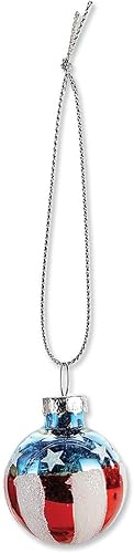 Miniatura 5 de Lillian Vernon Americana - Adornos patrióticos de vidrio soplado  Decoración de árbol colgante hecha a mano, decoración redonda americana para