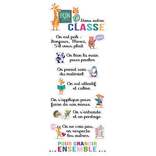 Planche de Stickers Dans Ma Classe - Dimensions 1m x 40 Cm - Adhésif Permanent